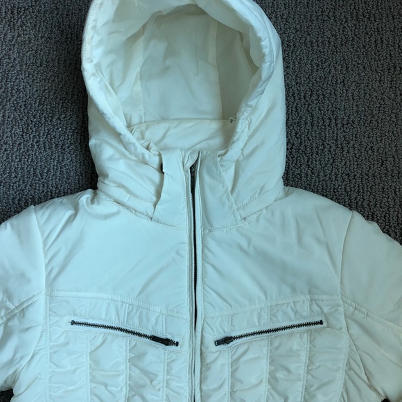 Prana Size Small Hooded Puffer Coat - Cream - Picture 3 of 7